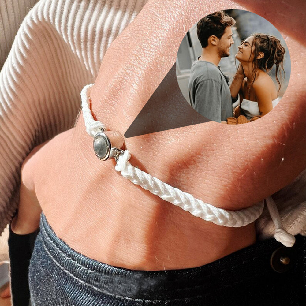 Web Based Creative Customized Color Photo Projection Bracelet Hand Woven Lovers Personality Jewelry For Men And Women Valentine's Day Gift