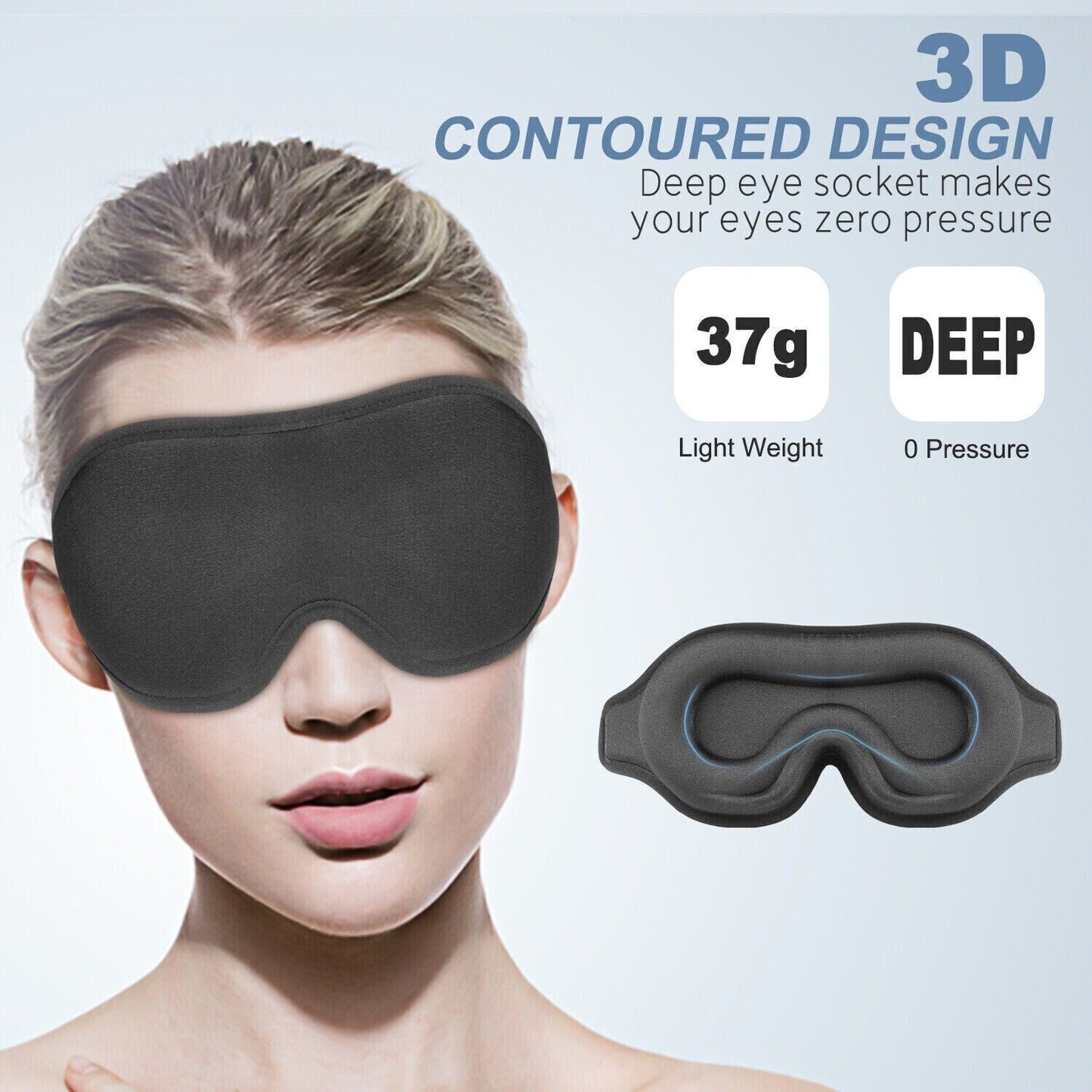 Web BasedTravel 3D Eye Mask Sleep Soft Padded Shade Cover Rest Relax Sleeping Blindfold