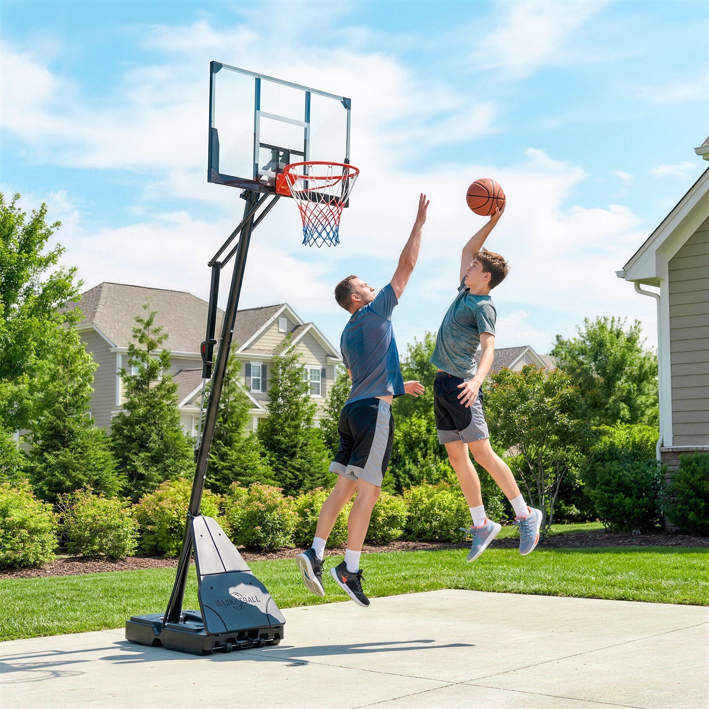 Web Based Portable Basketball Hoop Outdoor, 8-10ft Adjustable Basketball Goal, 47 Inch Shatterproof Backboard, Action Grip