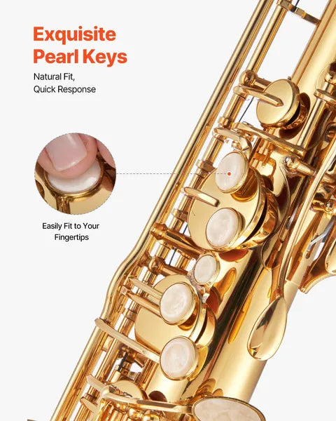 Wwb Based VEVOR Tenor Saxophone, B Flat, Professional Brass Saxophone Beginner Kit With Carrying Case, Mouthpiece, Straps, Cleaning Cloth, Gloves, Neck Strap, 23 Keys Tenor Sax Kit, For Beginners Students, Gold