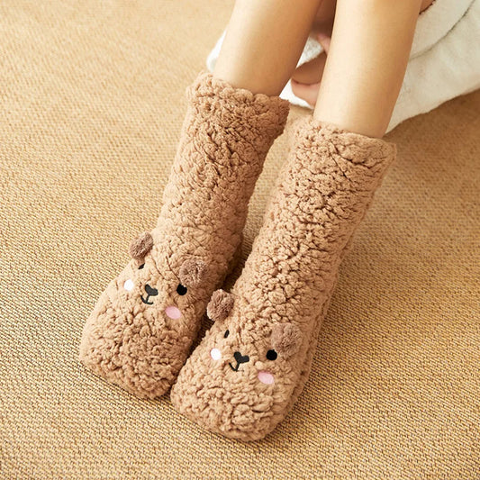 Web Based Cartoon Floor Winter Thick Polyester Fleece Fluffy Microfiber Women Fuzzy Socks Funny Fuzzy Dog Slipper Socks For Women Cute Fluffy Thick Warm Winter Socks Microfiber Soft Home Socks Christmas Gift