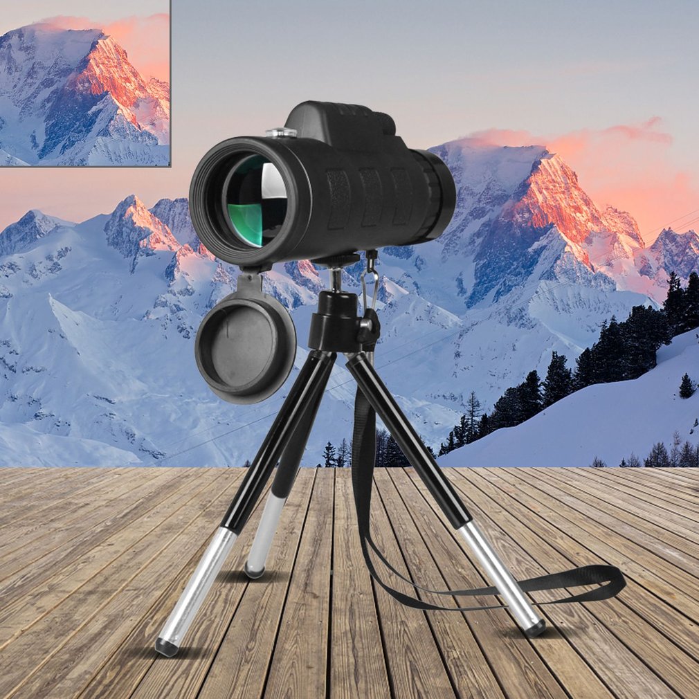 Web Based Compatible with Apple, Monocular Telescope Zoom Scope with Compass Phone Clip Tripod