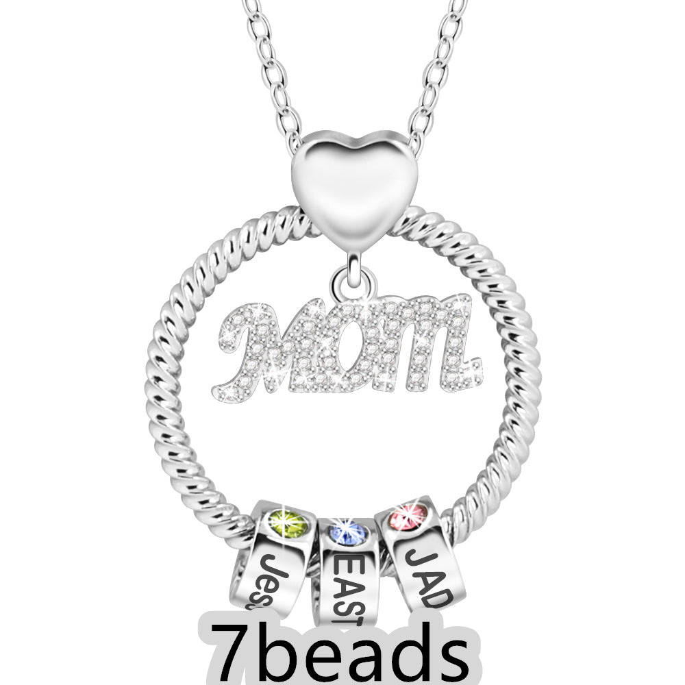 Web Based  Personalized Circle Pendant with Custom Beads Birthstone Pendant