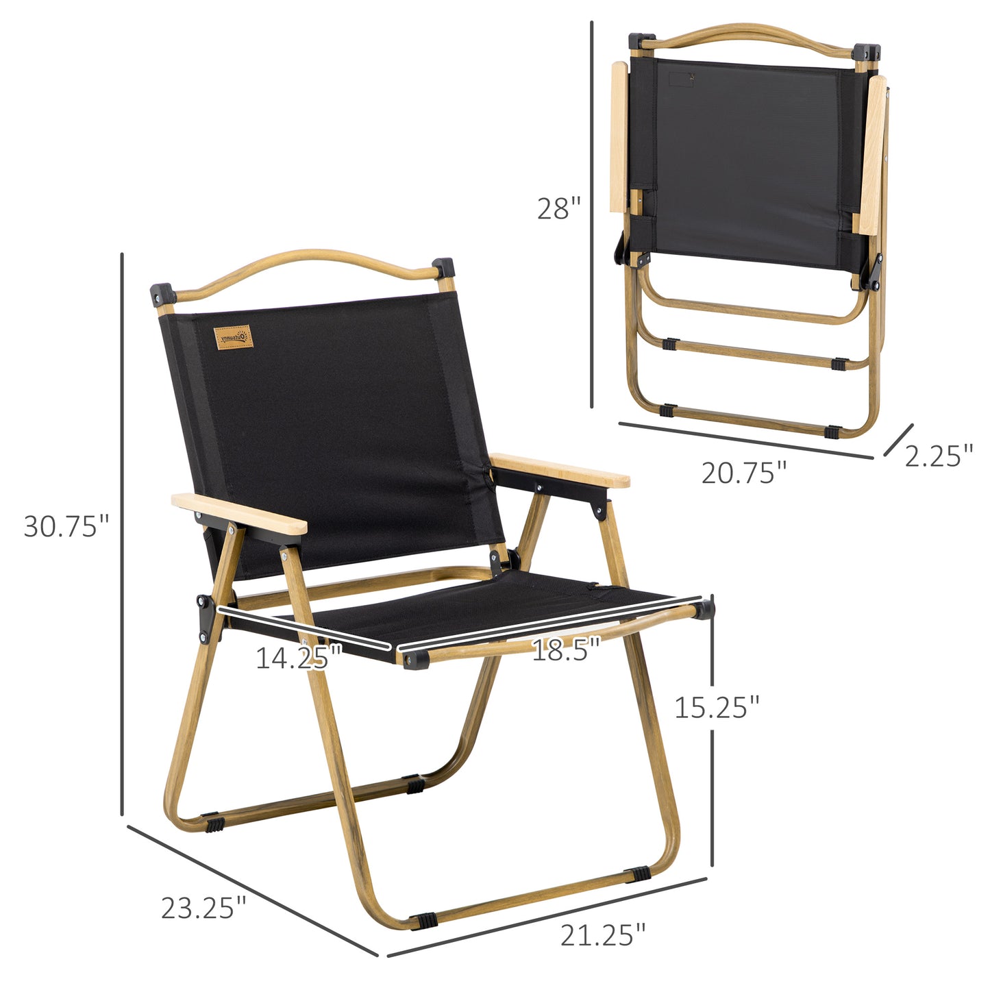 Web Based 2 Pack Folding Camping Chair, Lightweight & Portable Beach Chairs Armchairs, Perfect for Festivals, Fishing, Picnic and Hiking, Black