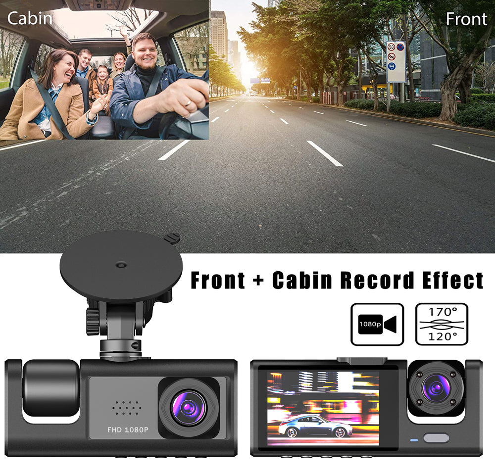Web Based Car Dual Lens Dash Cam HD 1080P Front Rear Inside Video Recorder Camera G-Sensor