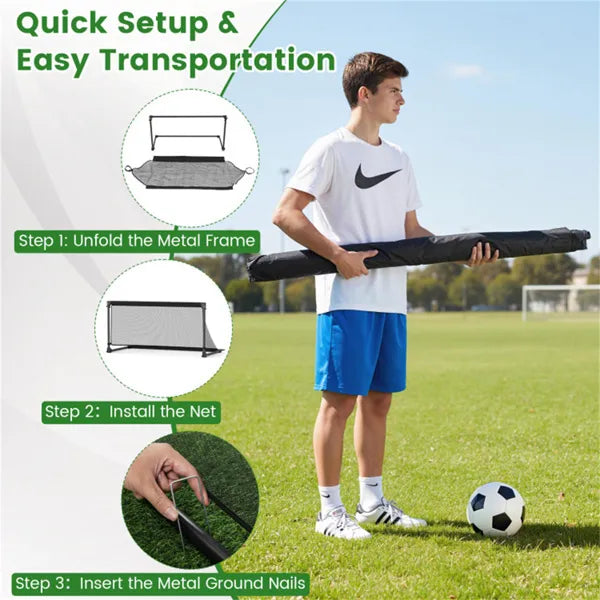 Wwb Based 47" Portable Folding Soccer Goal (Size M, Black) - Heavy-Duty Metal Frame, Tear-Resistant PE Net