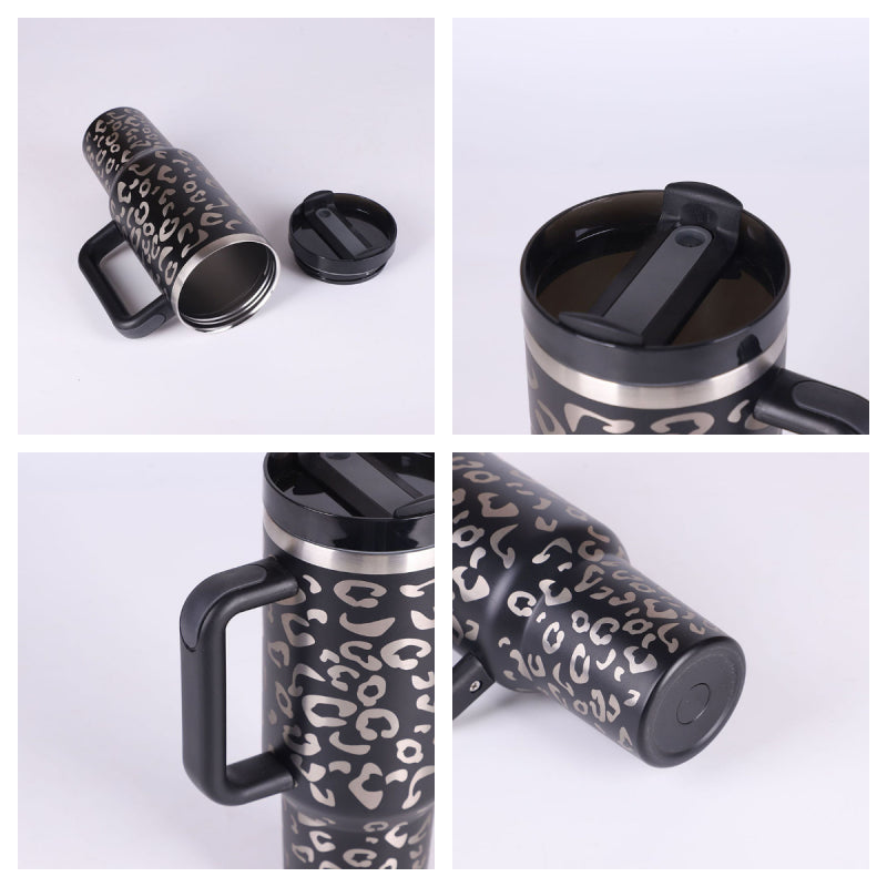 Web Based 40 Oz Tumbler With Handle Straw Insulated, Stainless Steel Spill Proof Vacuum Coffee Cup Tumbler With Lid Tapered Mug Gifts For Valentine Lover Suitable For Car Gym Office Travel
