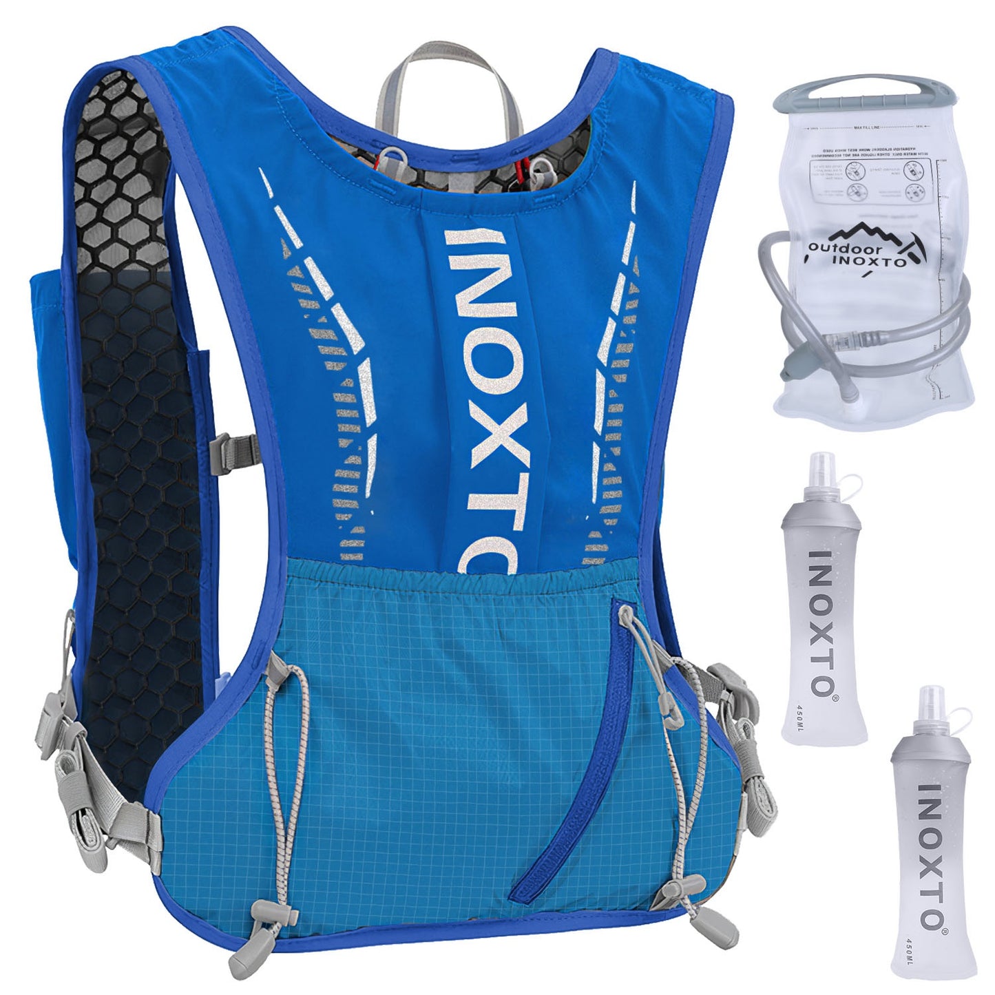 Web Based  Sport Hydration Vest Running Backpack With 15oz 50oz Water Bladder Adjustable Strap Storage Bag For Trail Running Marathon Race Hiking