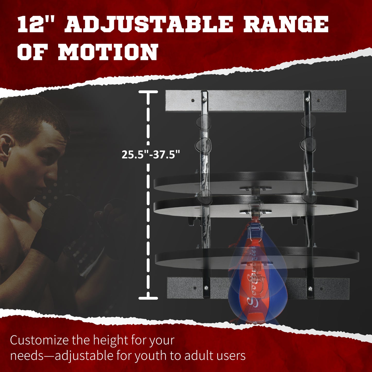 Web Based Adjustable Speed Bag Platform, Wall Mounted Speed Bags for Boxing, with 360-Degree Swivel and 10'' Speedbag