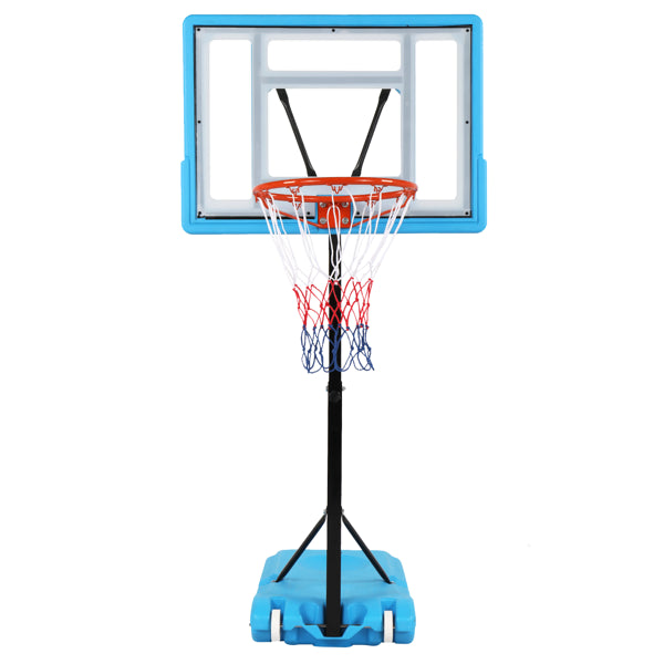 Web Based  Transparent Board Basket Frame Adjustable 115-135cm Poolside Basketball Hoop Blue