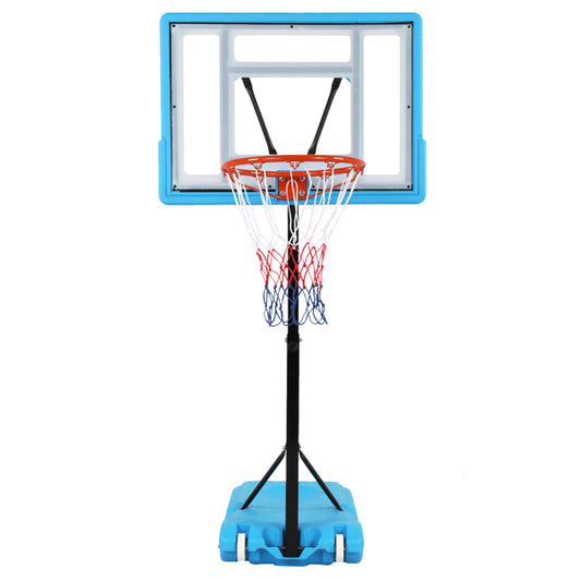 Web Based  Transparent Board Basket Frame Adjustable 115-135cm Poolside Basketball Hoop Blue