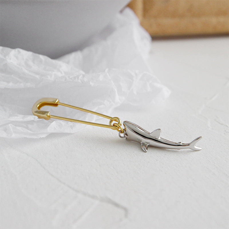 Web Based Simple Temperament Shark Pin Women's Earrings