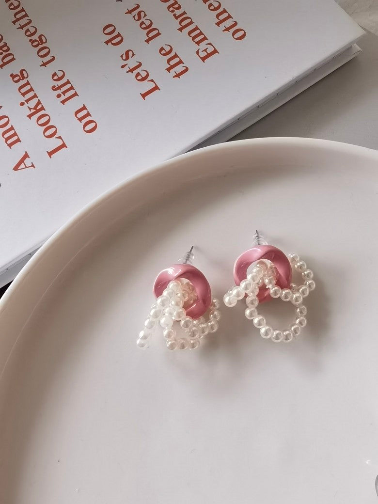 Web Based Korean Fashion Sweet Geometric Love Stud Earrings
