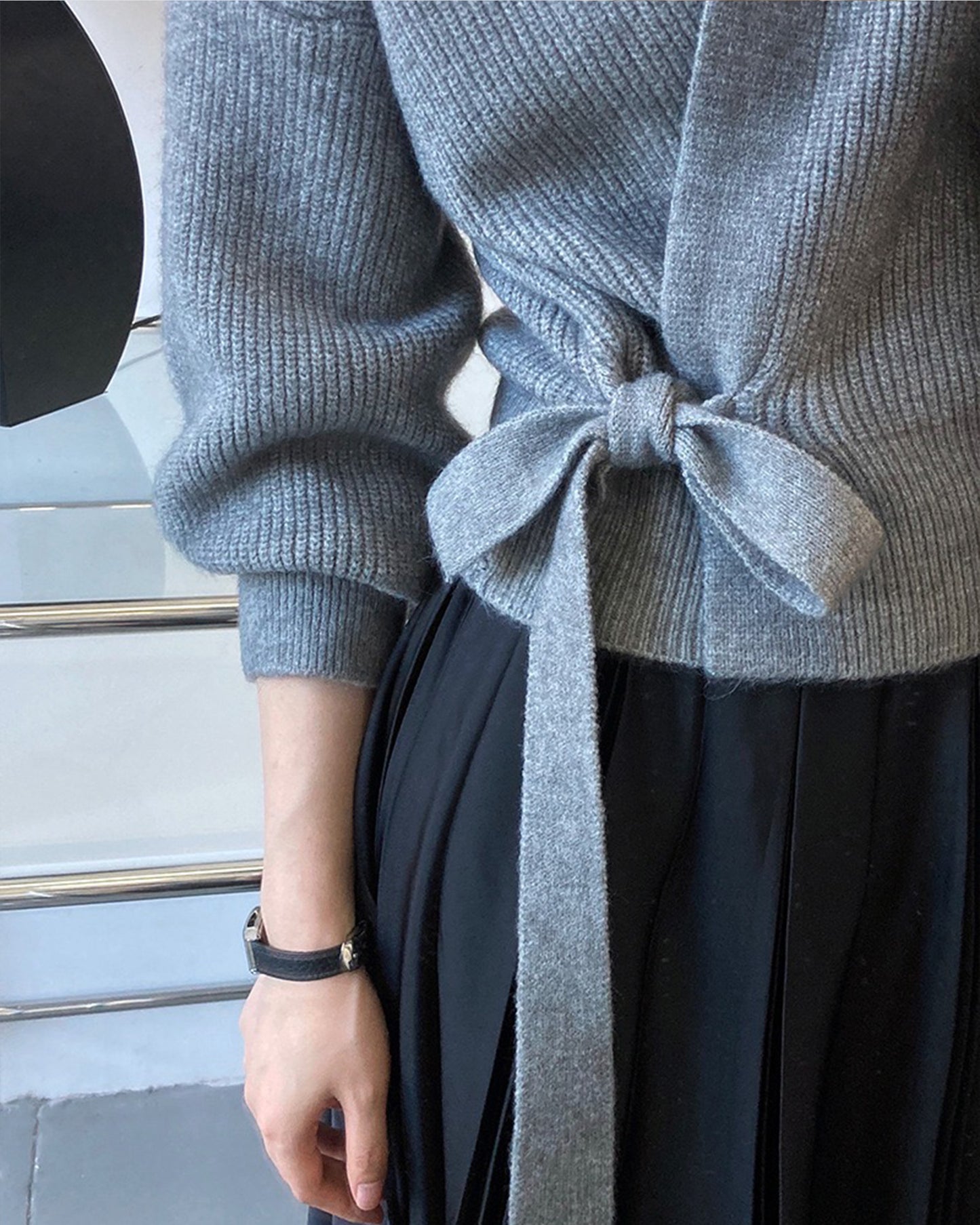 Web Based French Retro Knitted Cardigan Top V-neck Tie Loose Womens Sweater Coat, Handmade Spring Clothing, Womens Clothing