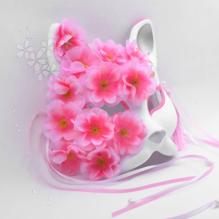Web Based Custom Antique Hanfu Fox Cat Mask Hand-painted Anime