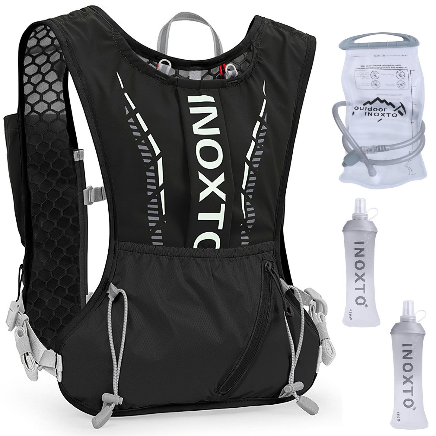 Web Based  Sport Hydration Vest Running Backpack With 15oz 50oz Water Bladder Adjustable Strap Storage Bag For Trail Running Marathon Race Hiking