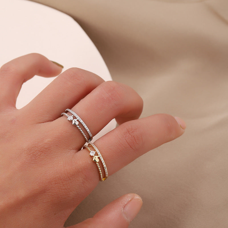 Web Based Heart-shaped Fashion Personality Copper Ring