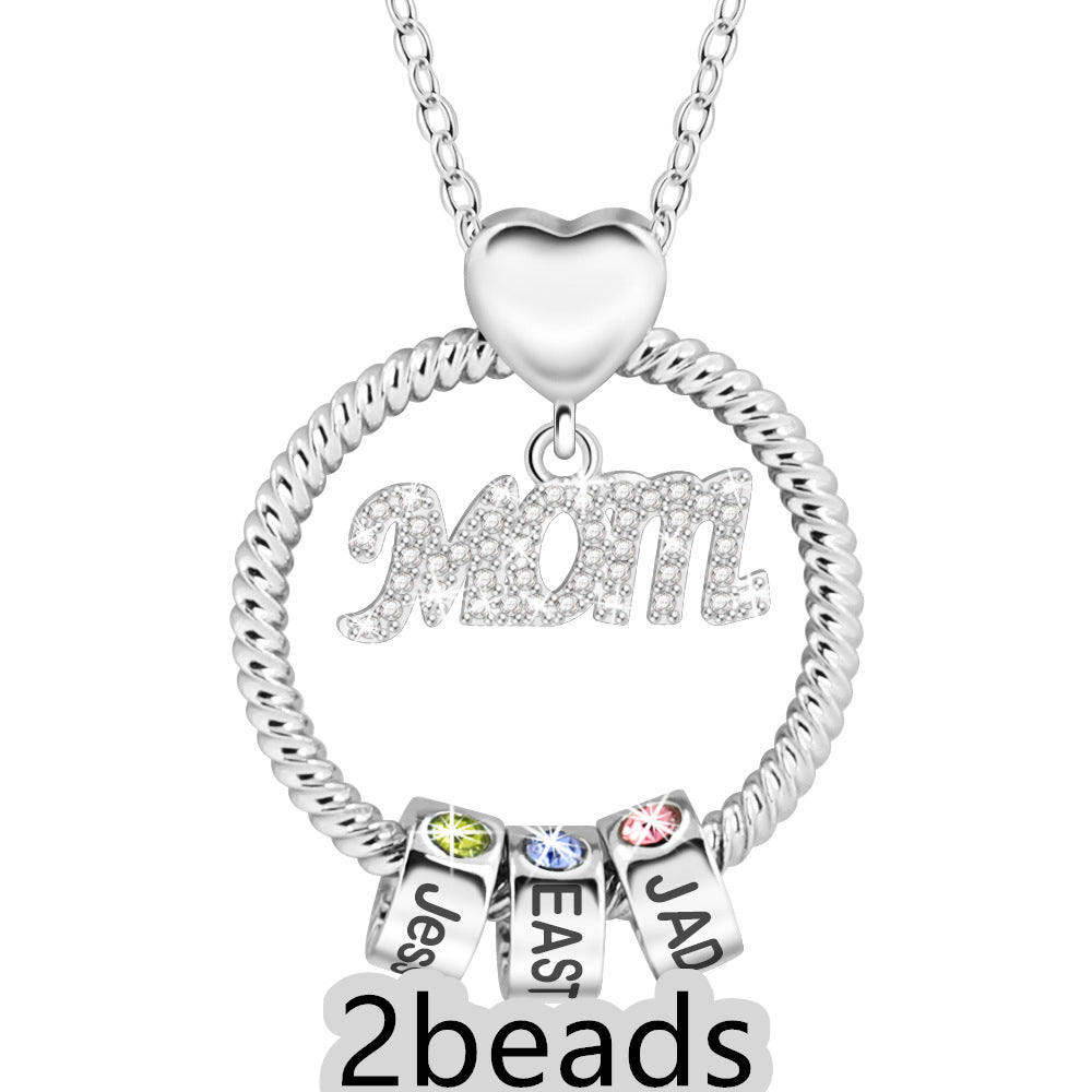 Web Based  Personalized Circle Pendant with Custom Beads Birthstone Pendant