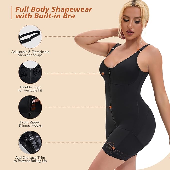 Web Based Fajas Colombianas Postpartum Full Shapewear For Women Tummy Control Body Shaper Butt Lifter With Zipper Crotch