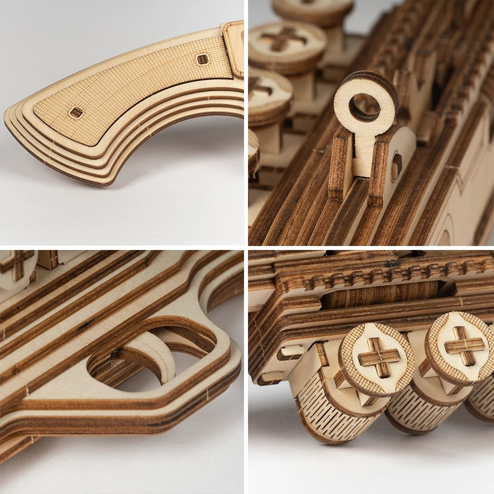 Web Based Robotime ROKR Revolver Gun Model Toys 3D Wooden Puzzle Games Crafts Gift For Children Kids Boys Birthday Christmas Gift Dropship