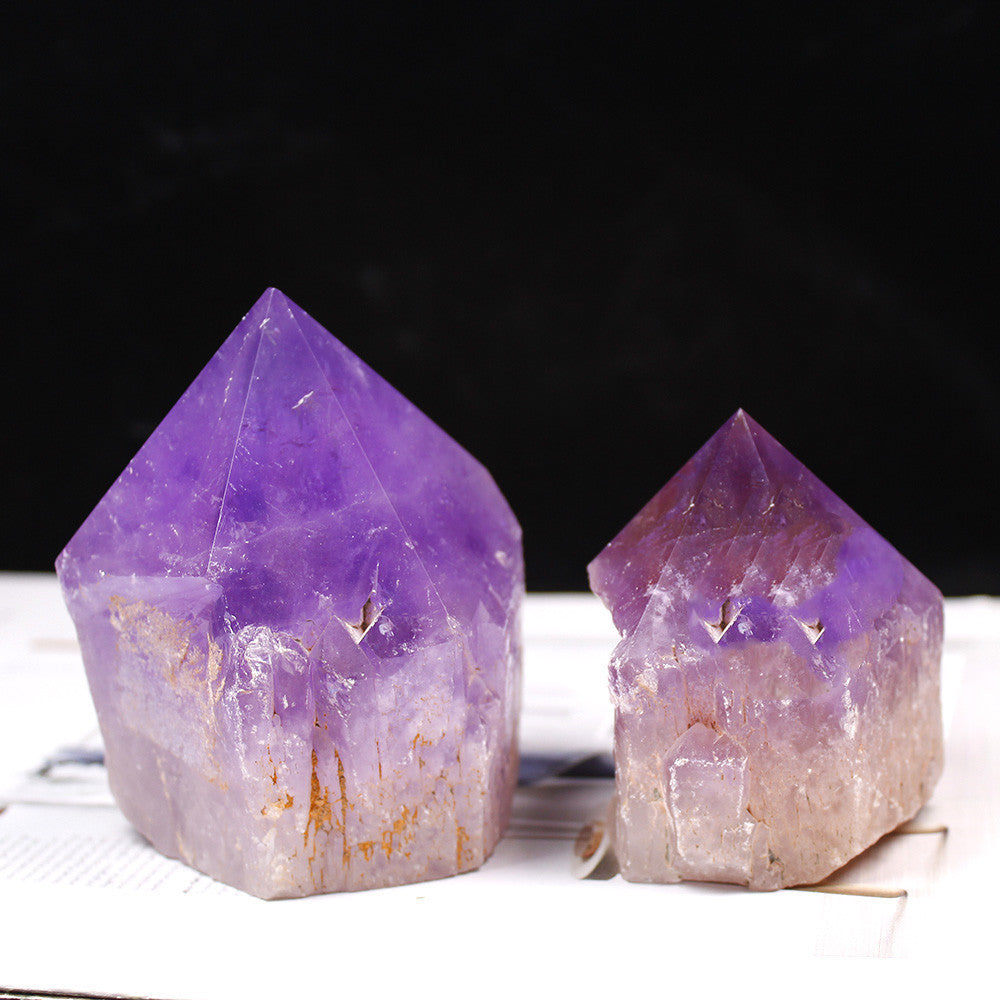Web Based Natural Brazilian Amethyst Rough Stone Ornament Hexagonal Pillar