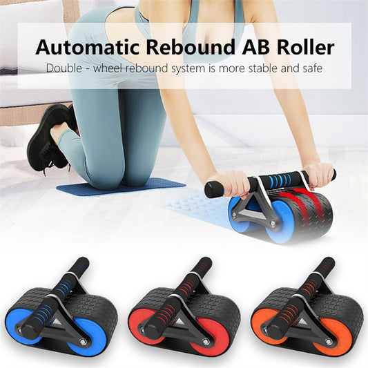 Webbased Double Wheel Abdominal Exerciser Women Men Automatic Rebound Ab Wheel Roller Waist Trainer Gym Sports Home Exercise Devices