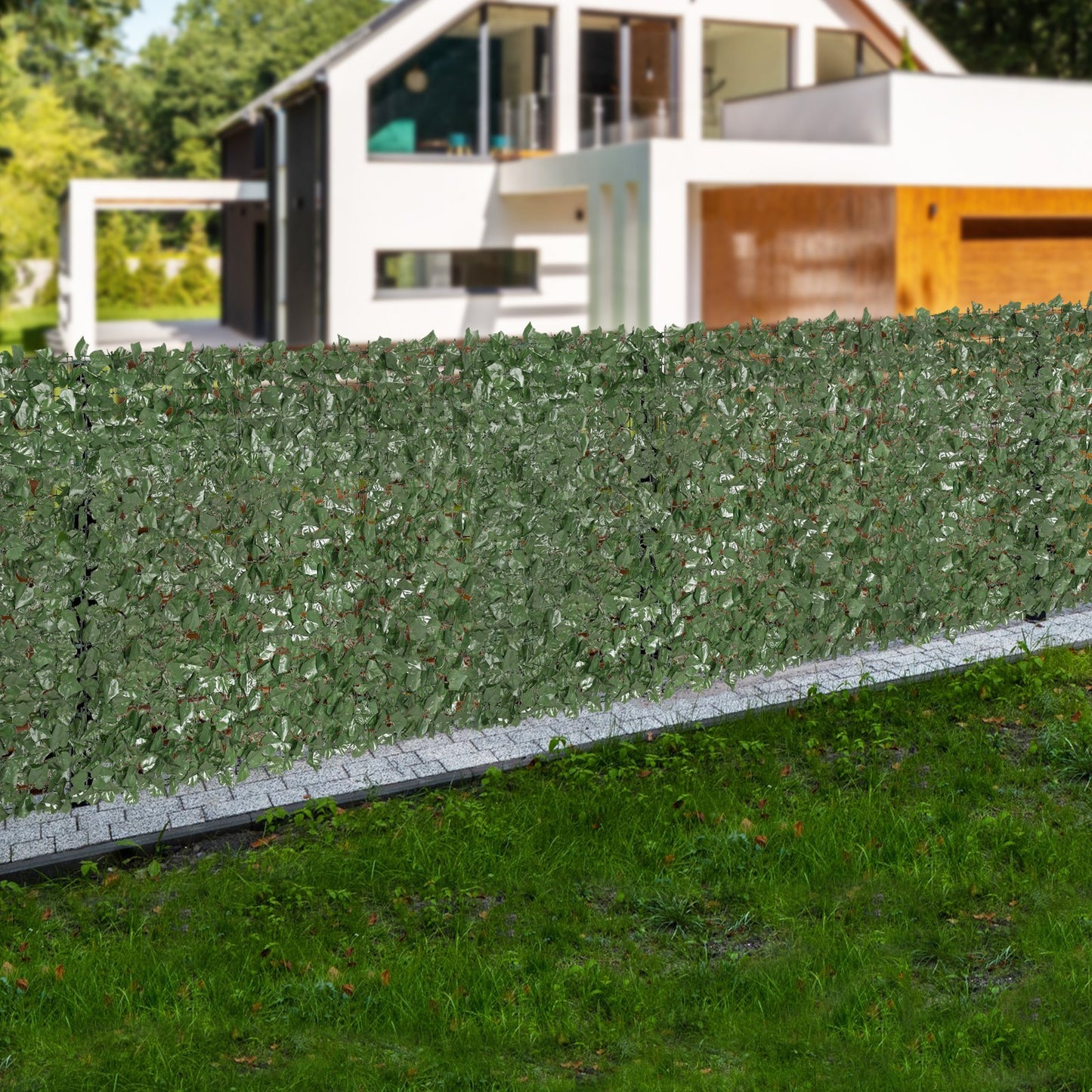 Wb Based Ivy Privacy Fence, 59 X 98 In Artificial Green Wall Screen, Greenery Ivy Fence With Strengthened Joint, Faux Hedges Vine Leaf Decoration For Outdoor Garden, Yard, Balcony, Patio Decor