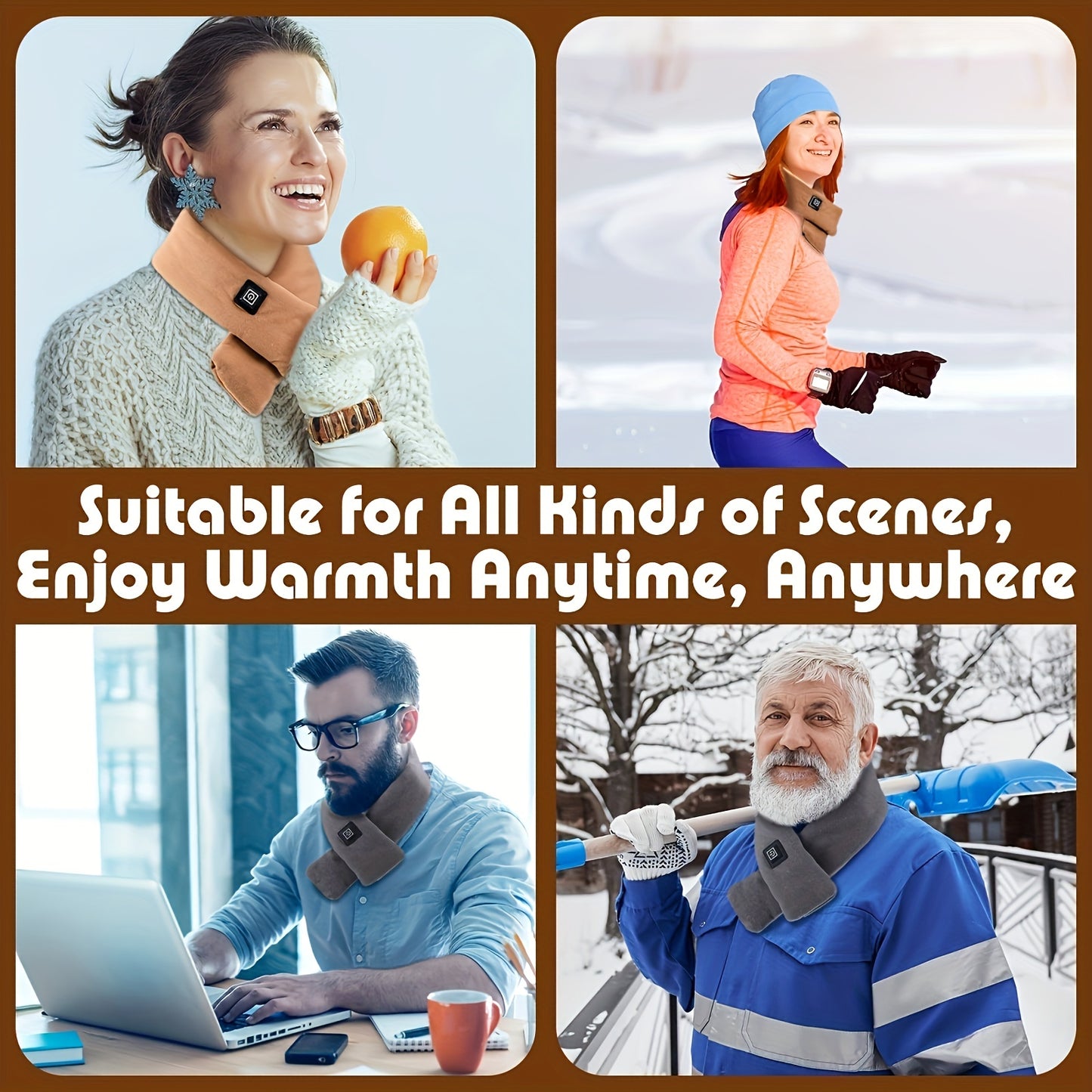 Web Based USB Women Men Heating Scarf Temperature Scarf 3 Gears Adjustable USB Charging Heat Control Neck Warmer For Cycling Camping USB Heated Scarf - Temperature Adjustable Heating Scarf
