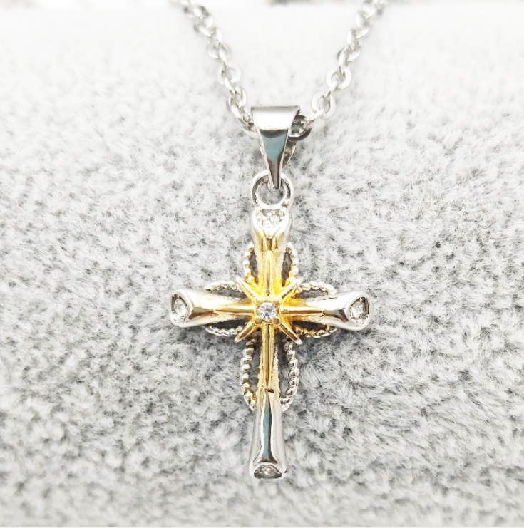Web Based Octagonal Star Cross Alloy Pendant