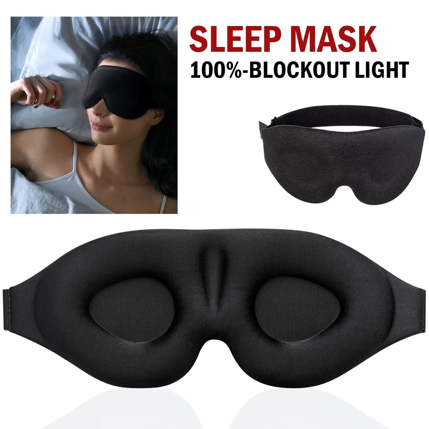 Web BasedTravel 3D Eye Mask Sleep Soft Padded Shade Cover Rest Relax Sleeping Blindfold