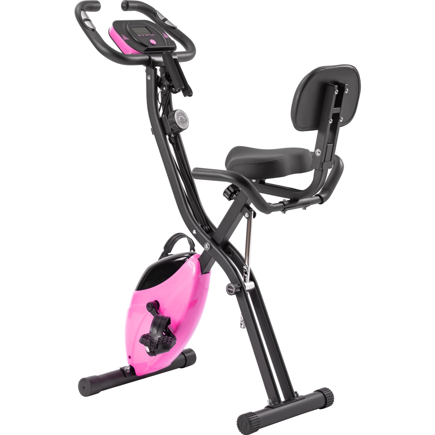 Web Based Folding Exercise Bike, Fitness Upright And Recumbent X-Bike With 16-Level Adjustable Resistance, Arm Bands And Backrest
