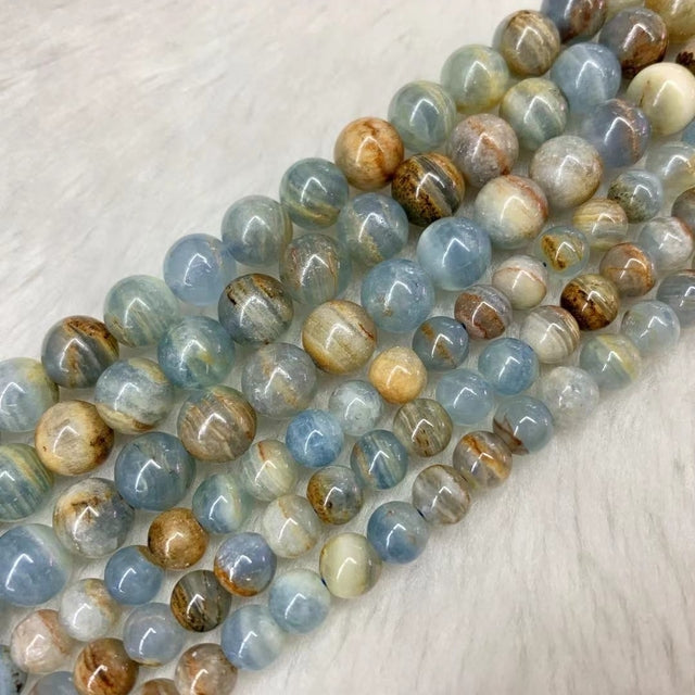 Web Based Simple Blue Natural Calcite Bead Bracelet