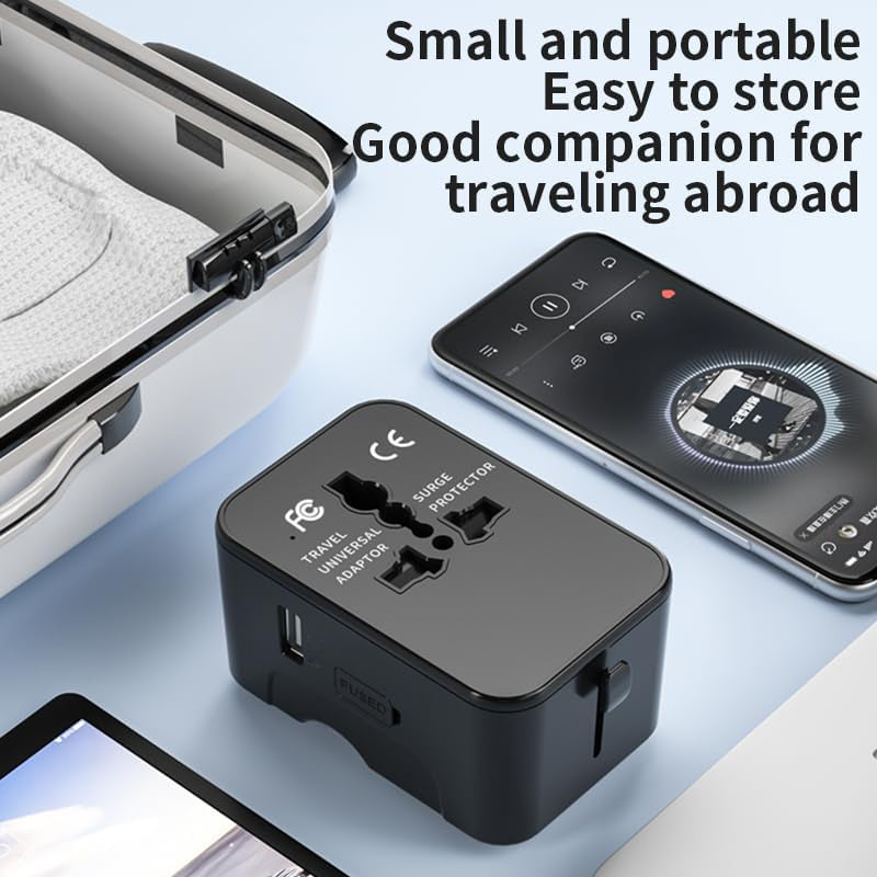 Web Based Travel Adapter Worldwide All In One International Power Adapter Universal Adapter Plug With 2.1A Dual USB Charging Ports For Asia Europe UK AUS And USA