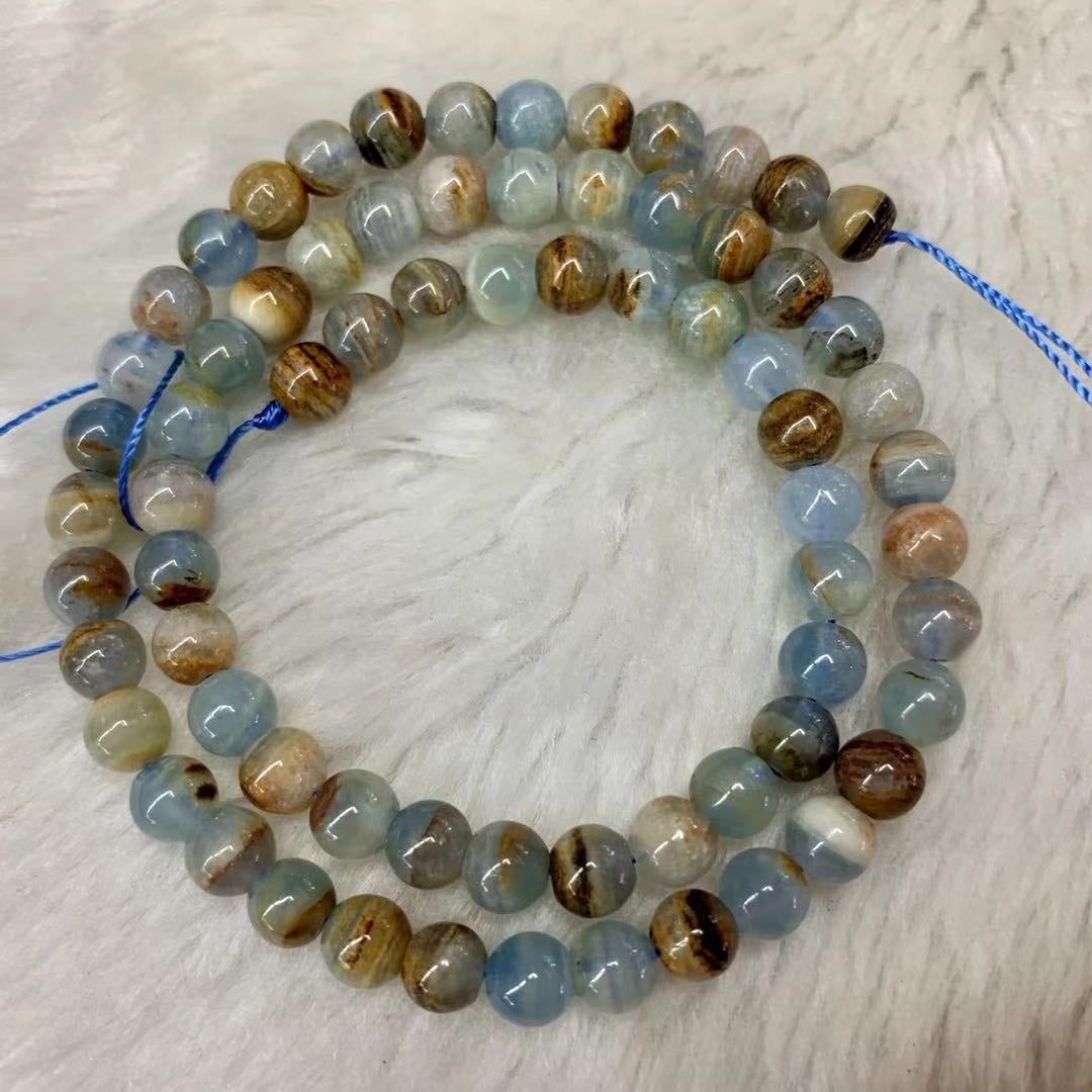 Web Based Simple Blue Natural Calcite Bead Bracelet