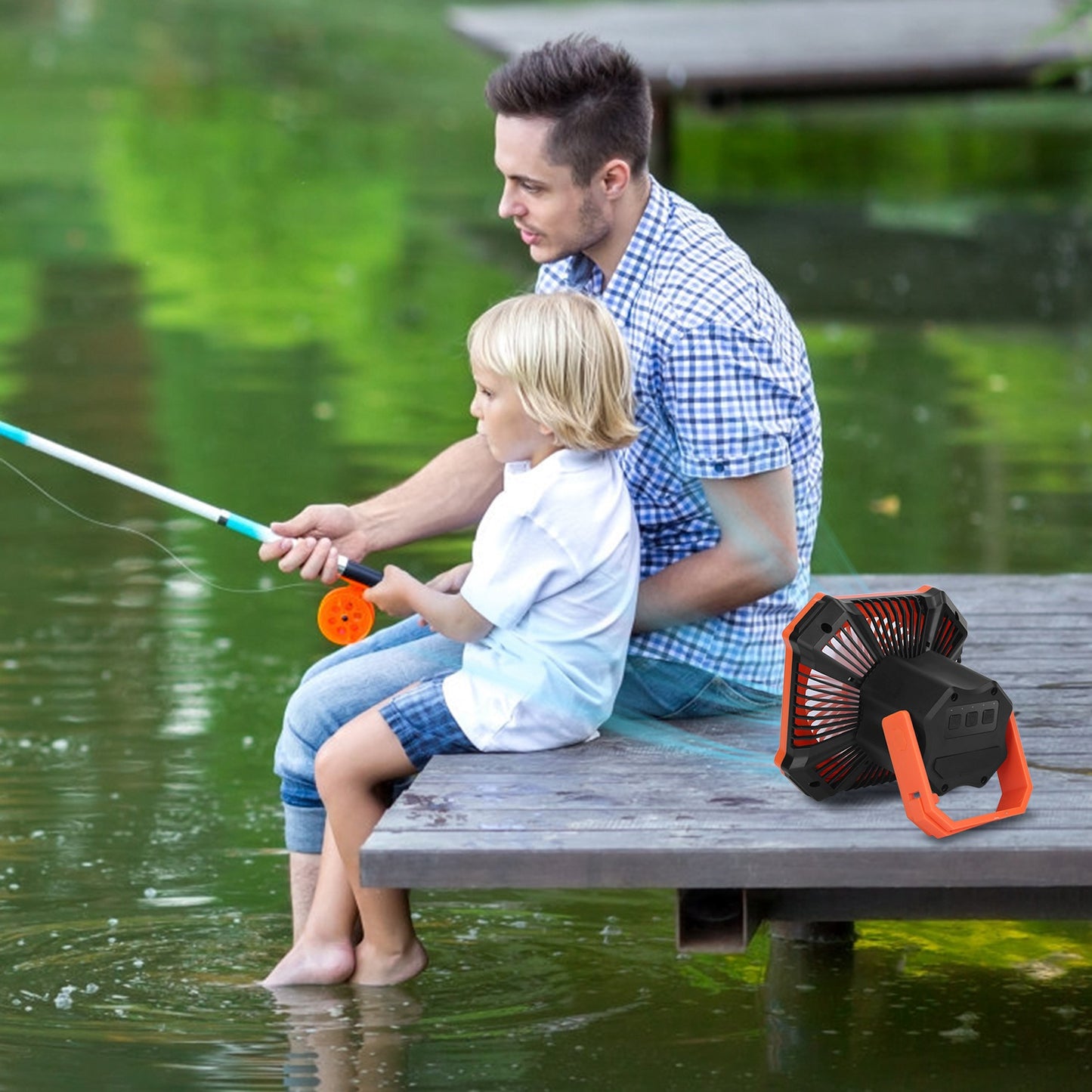 W eb Based Portable Camping Lantern Fan Battery Powered Hanging Fan USB Rechargeable Tent Fan With 4 Light Modes 3 Wind Modes Emergency Power Bank Remote Control Hanging Hook