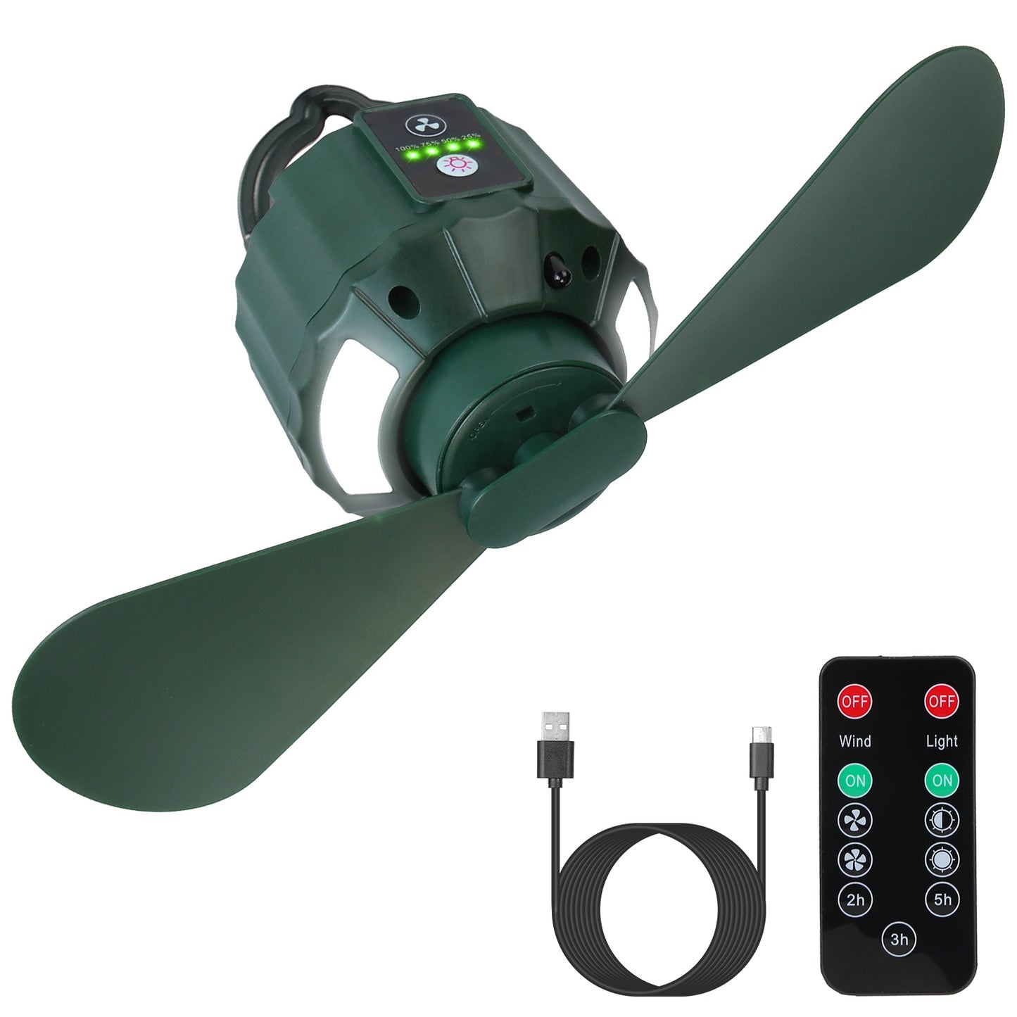 Web Based Portable Camping Ceiling LED Fan  USB Battery Powered Hanging Tent Lantern Fan Power Bank With 3 Fan Speed 3 Light Brightness Smart Timer Remote Control