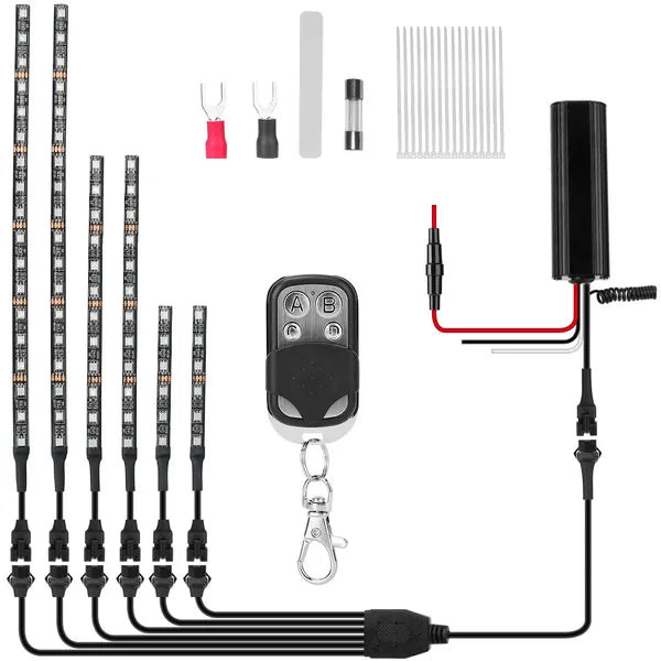 Web Based 6Pcs Motorcycle LED Light Strips Multi-Color Neon Light Kits Waterproof DC 12V RGB Atmosphere Lights