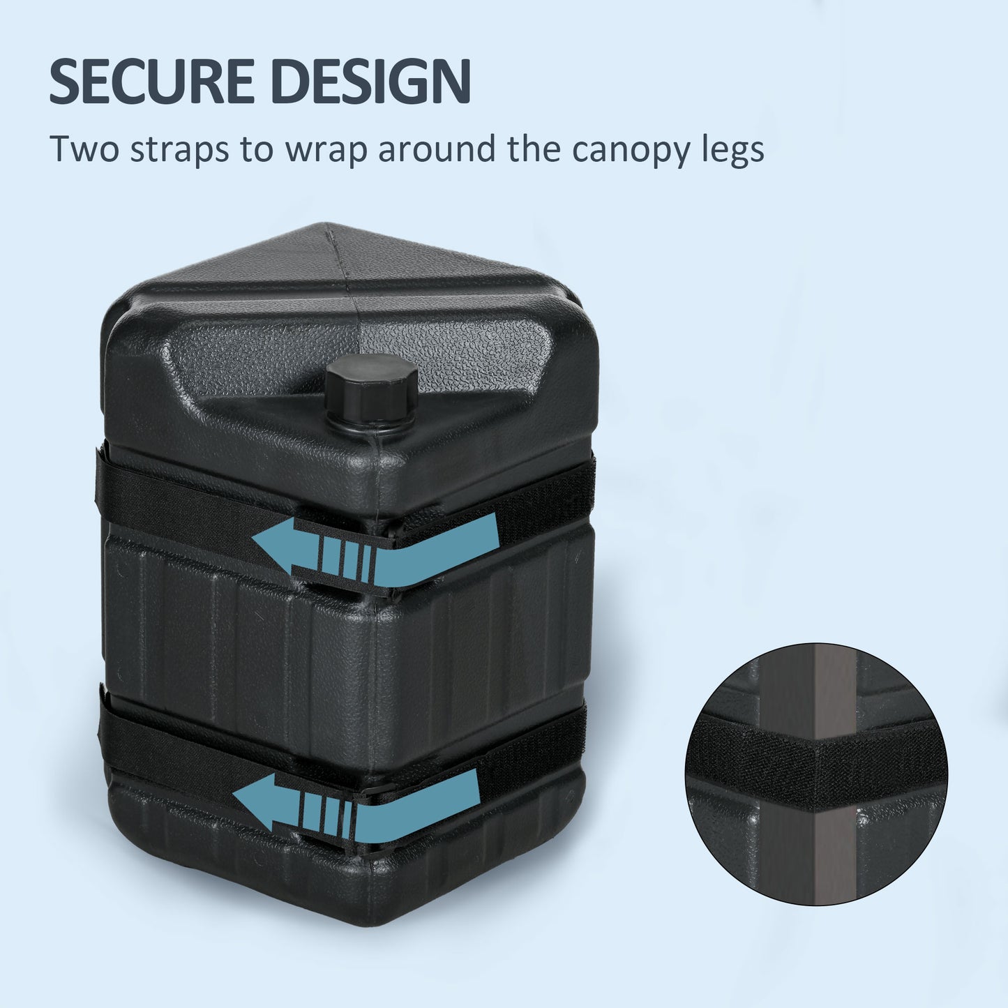 Web Based Set of 4 Straight Leg Canopy Weights, Water or Sand Filled Weights for Gazebo with Built-in Handles and Secure Straps