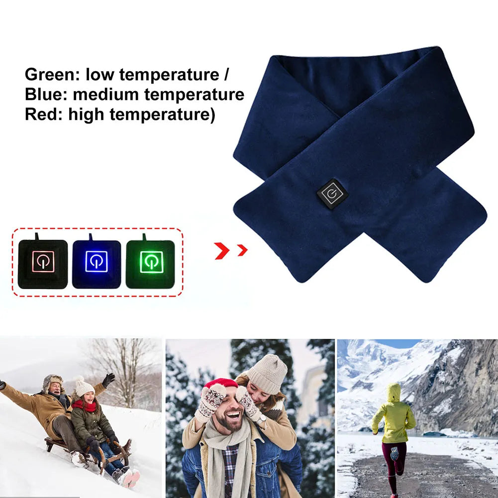 Web Based USB Women Men Heating Scarf Temperature Scarf 3 Gears Adjustable USB Charging Heat Control Neck Warmer For Cycling Camping USB Heated Scarf - Temperature Adjustable Heating Scarf