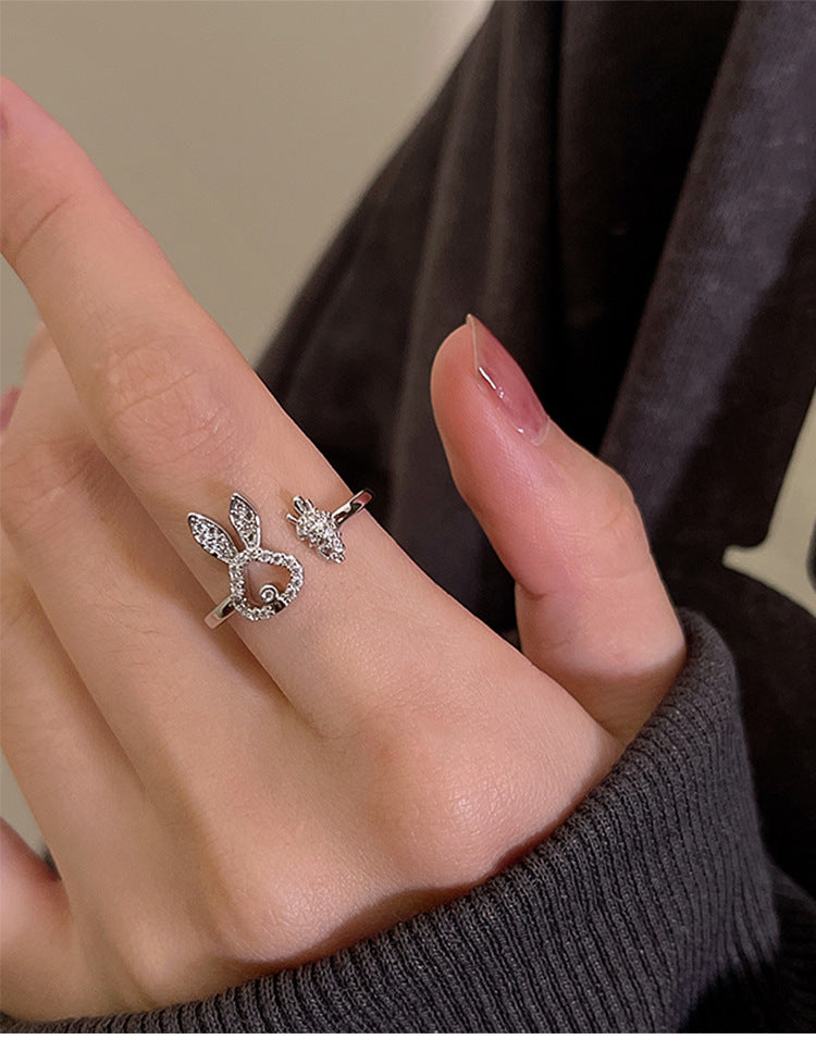 Web Based Asymmetric Carrot Rabbit Ring For Women