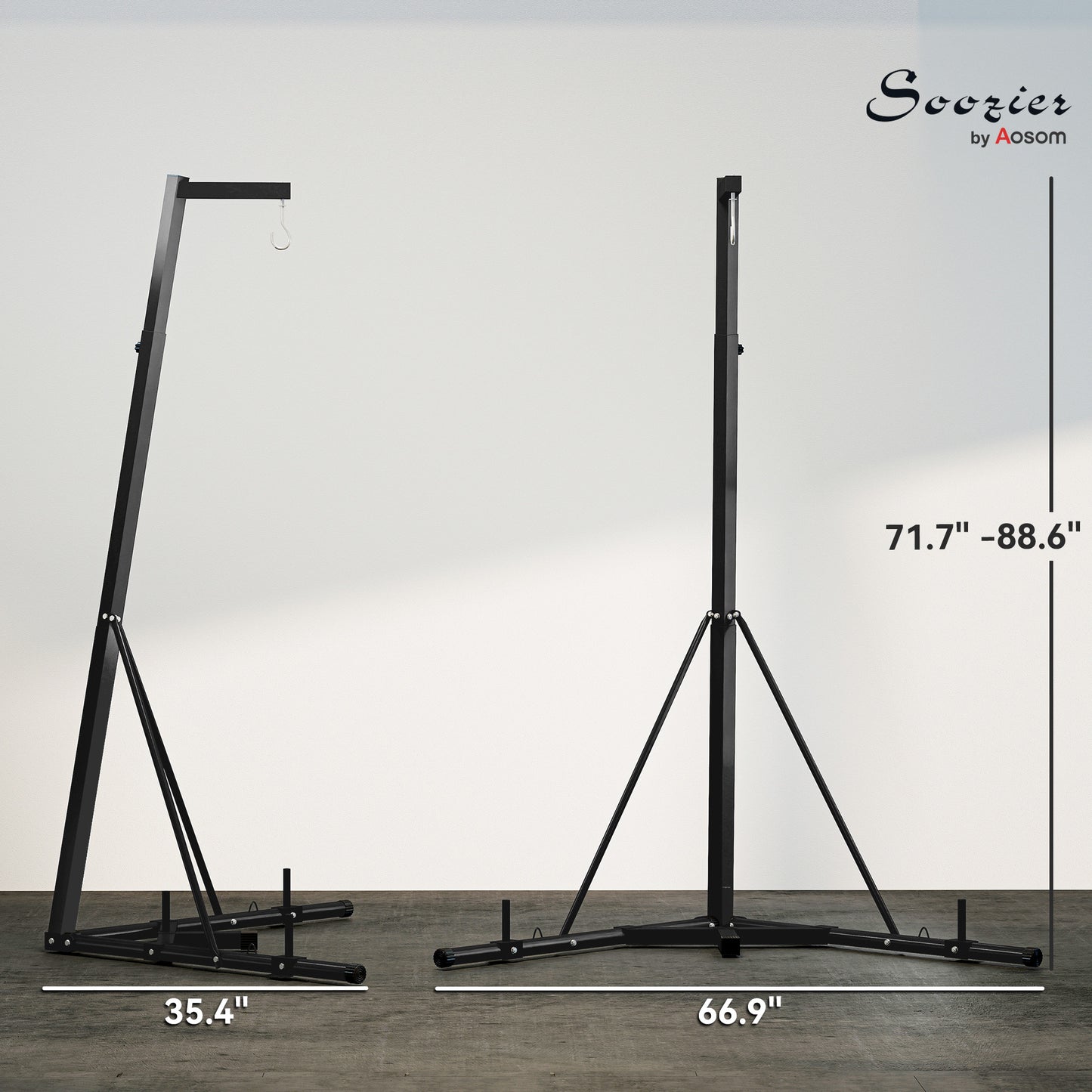 Web Based Foldable Punch Bag Stand, Height Adjustable Heavy Bag Stand with Weighted Base, Free Standing for Home Gym, Stand Only