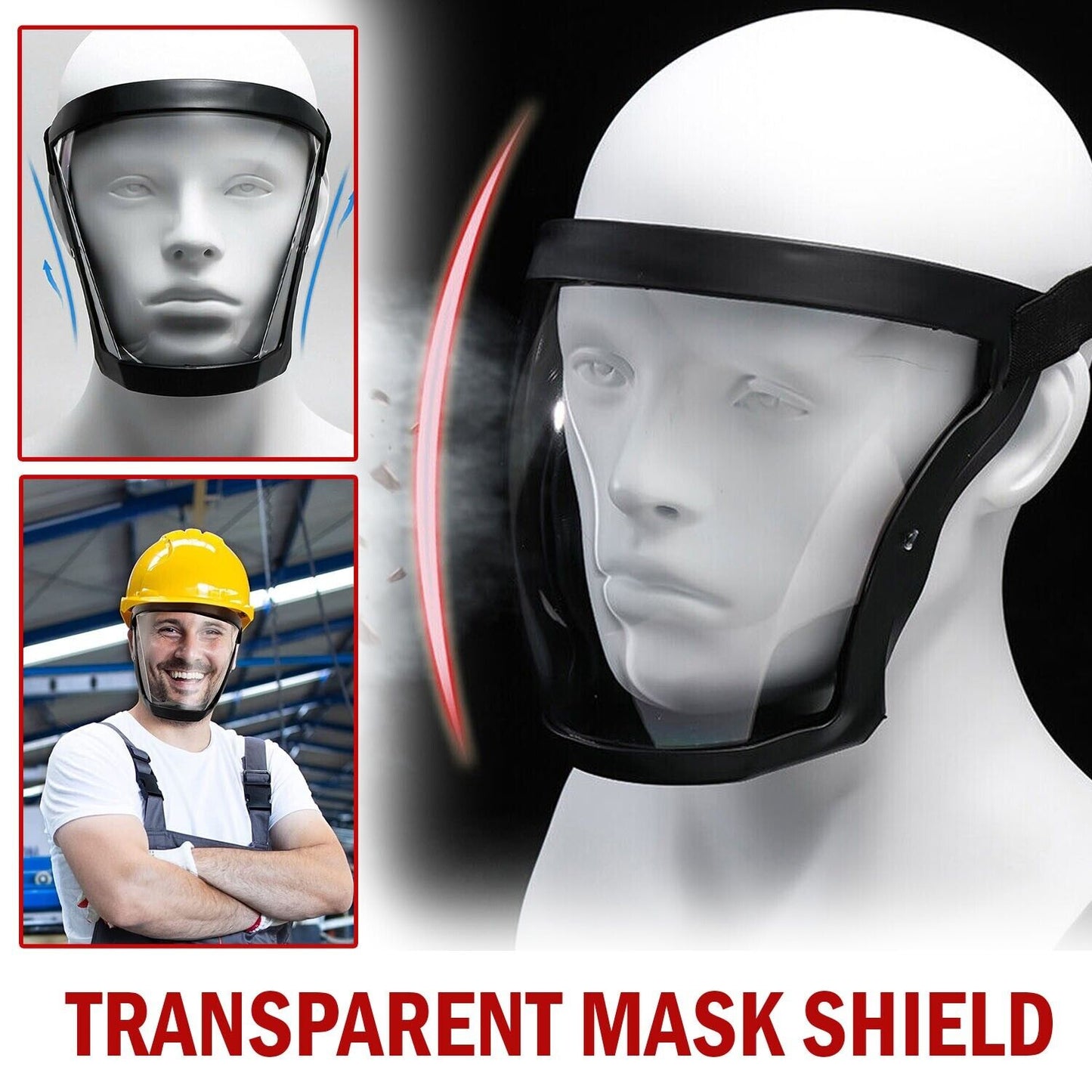 Web Based Full Face Super Protective Mask Anti-fog Shield Safety Transparent Head Cover
