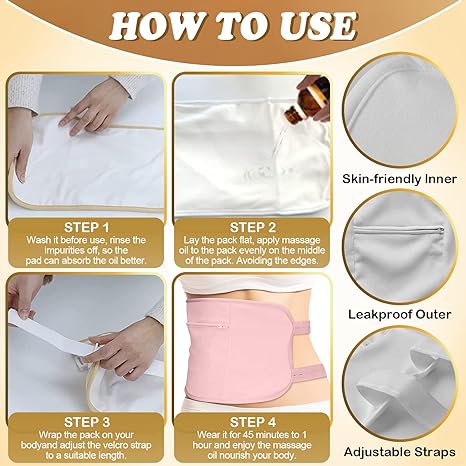 Web Based Castor Oil Pack Wrap Set, Adjustable Reusable Organic Castor Oil Pack Kit, Castor Oil Packs For Liver Detox With Elastic Strap Cotton Machine Washable Anti Oil Leak