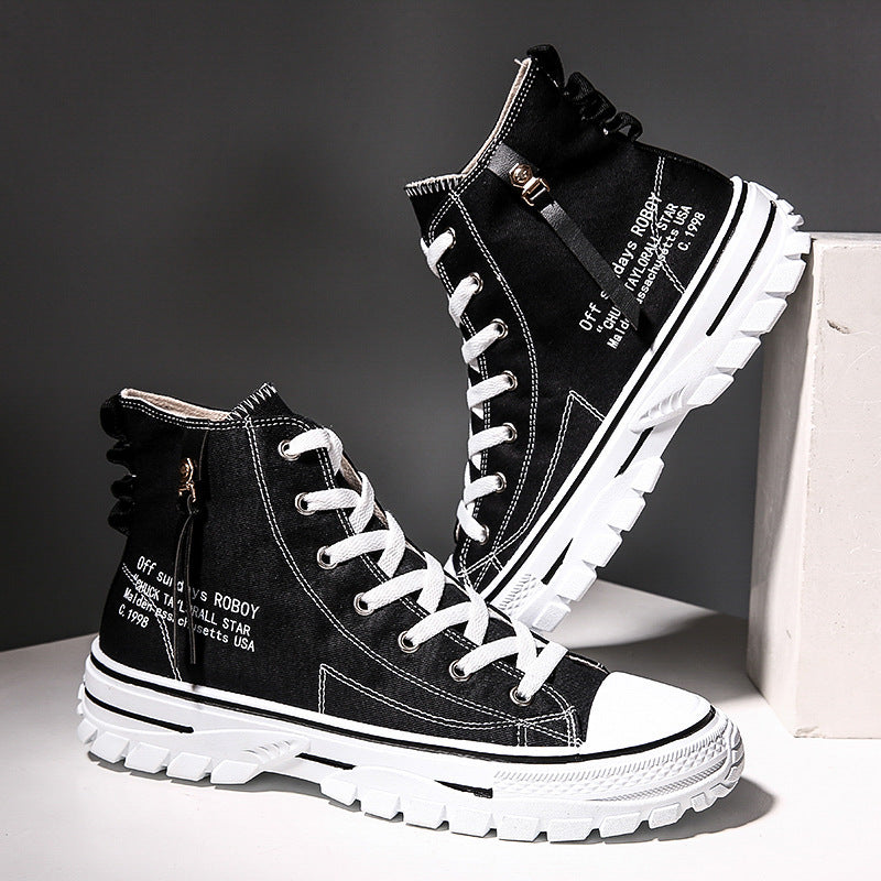 Web Based Canvas Shoes, Breathable Thick Sole, Board Shoes, Gaobang Casual Shoes