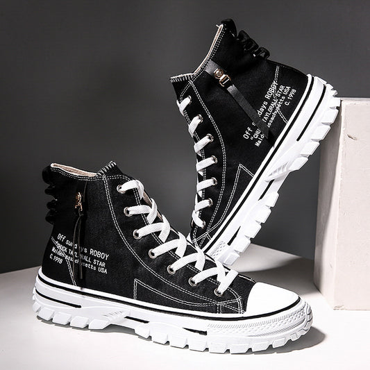 Web Based Canvas Shoes, Breathable Thick Sole, Board Shoes, Gaobang Casual Shoes