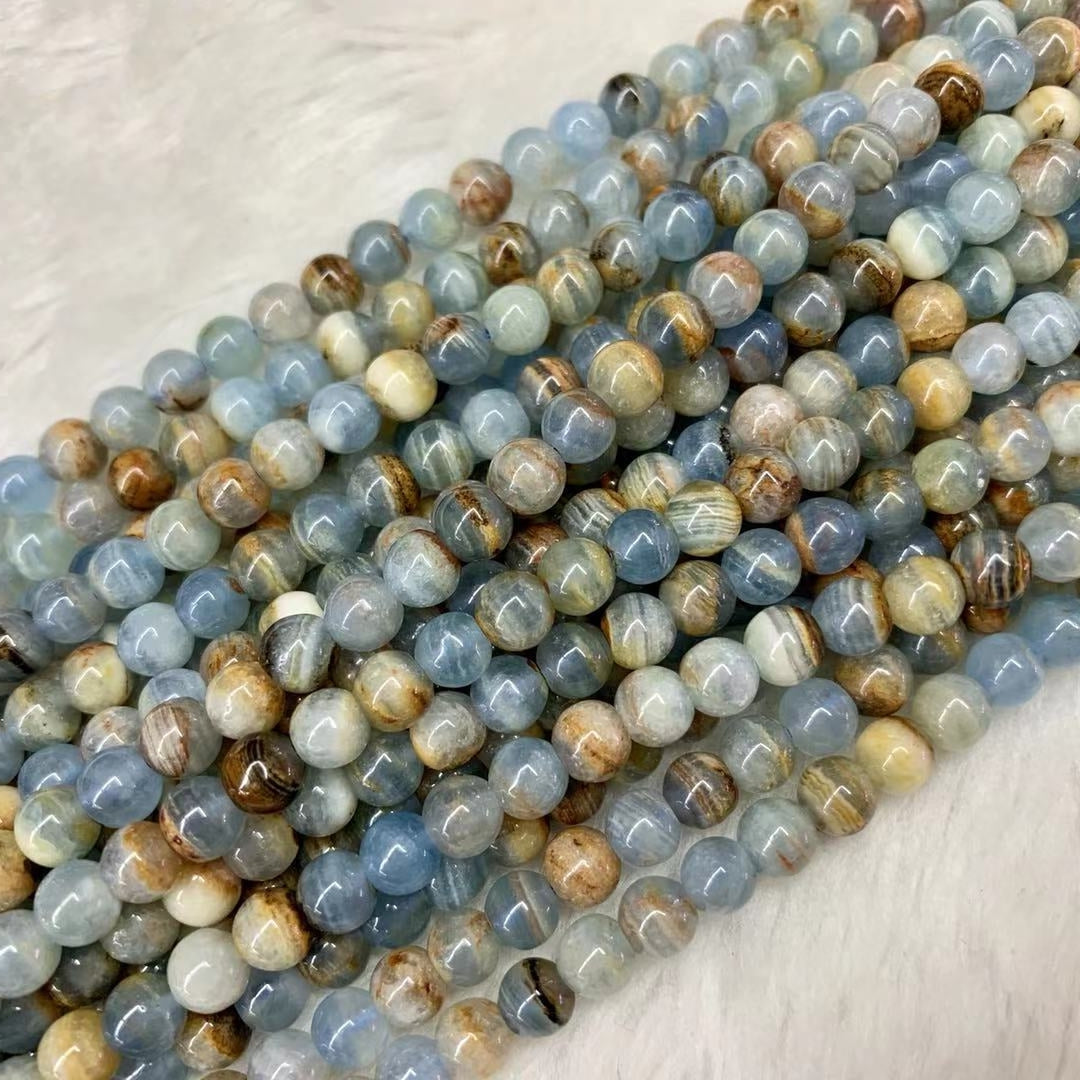 Web Based Simple Blue Natural Calcite Bead Bracelet