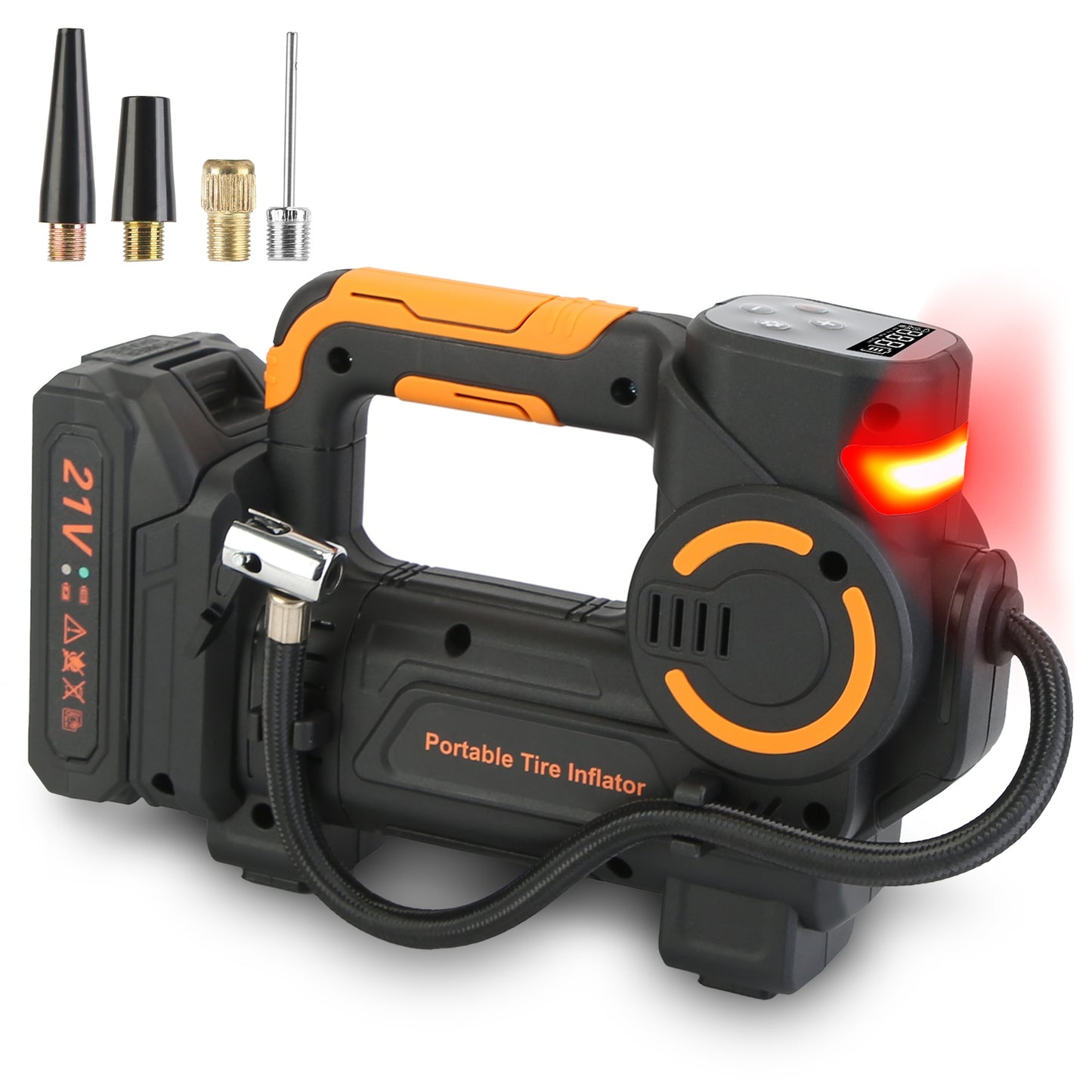 Web Based 1Pc 140W 150PSI 21V Battery Powered Tire Inflator Cordless Air Inflator Digital Air Compressor With LED Light For Cars Motorcycles Bicycles Balls