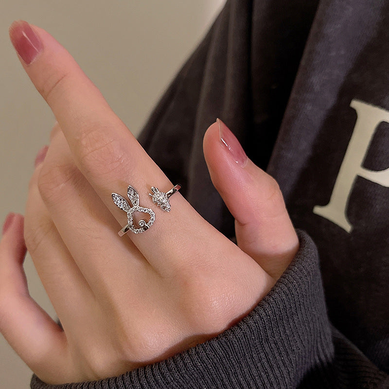 Web Based Asymmetric Carrot Rabbit Ring For Women