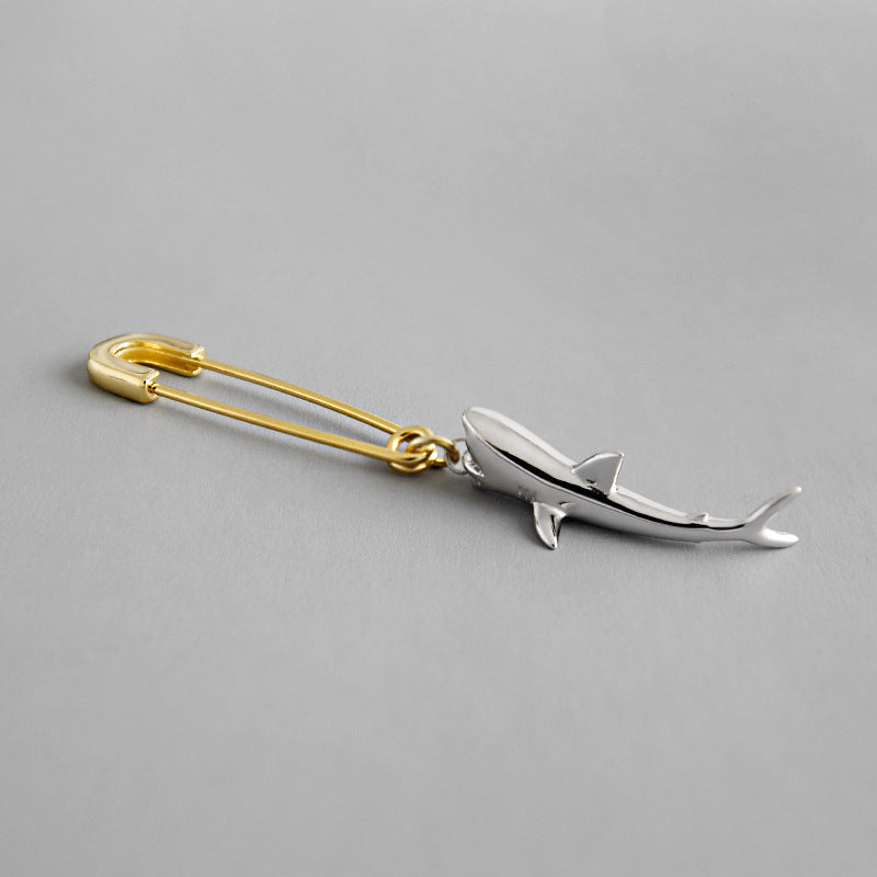 Web Based Simple Temperament Shark Pin Women's Earrings