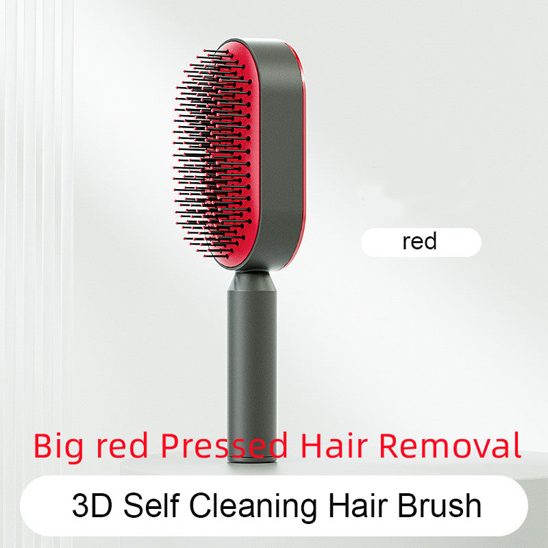 Web Based Self Cleaning Hair Brush For Women One-key Cleaning Hair Loss Airbag Massage Scalp Comb Anti-Static Hairbrush